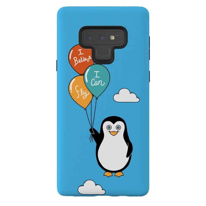 Galaxy Note 9 StrongFit Penguin I Believe I Can Fly by Coffee Man