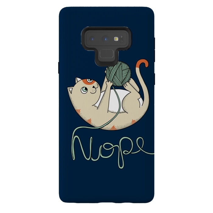 Galaxy Note 9 StrongFit Cat Nope Blue by Coffee Man