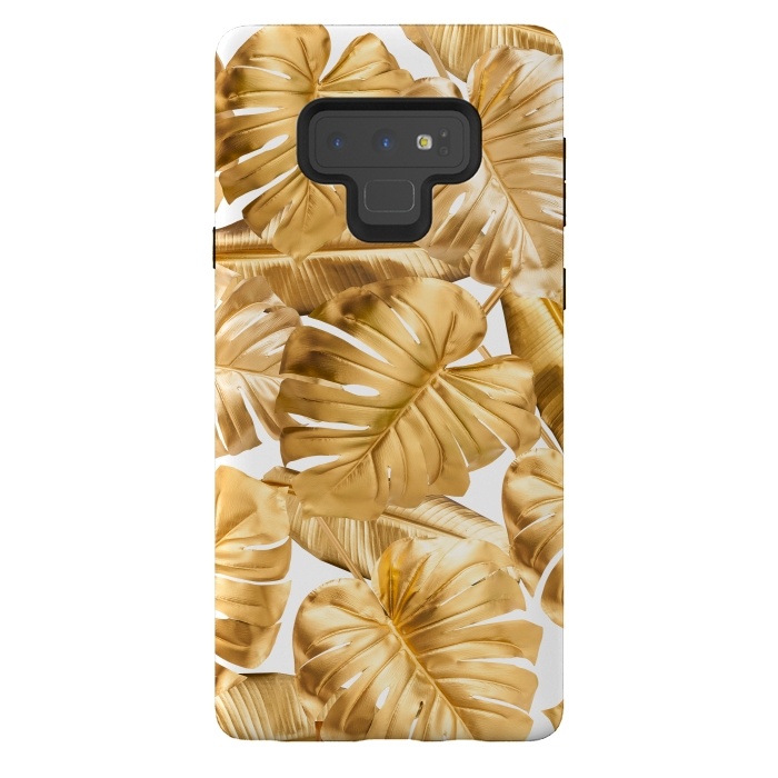 Galaxy Note 9 StrongFit Gold Metal Foil Monstera Leaves Pattern by  Utart