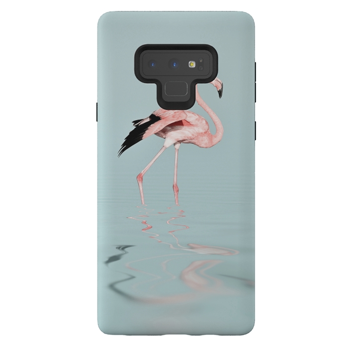 Galaxy Note 9 StrongFit Flamingo On Turquoise Waters by Andrea Haase