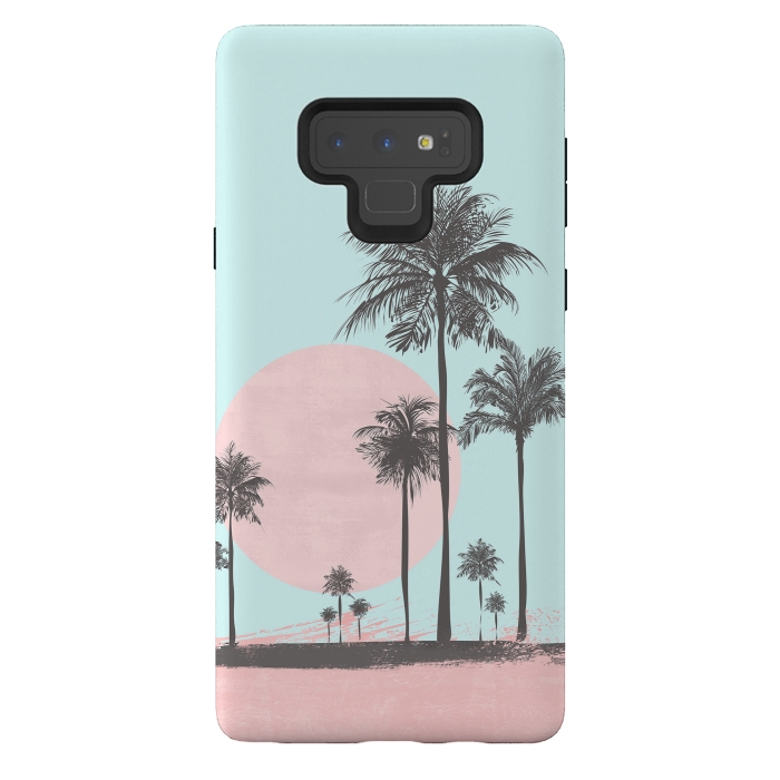 Galaxy Note 9 StrongFit Beachfront Palm Tree Sunset by Andrea Haase