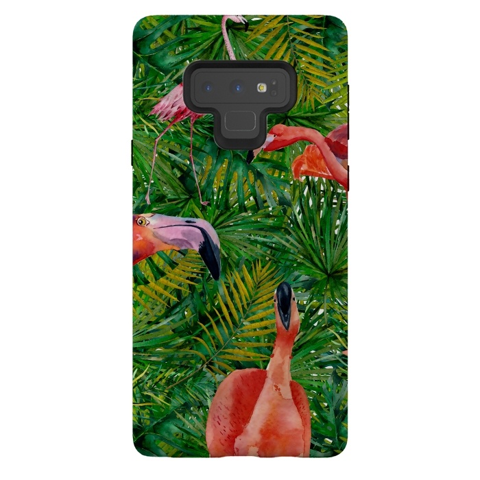 Galaxy Note 9 StrongFit Flamingo Jungle Party by  Utart