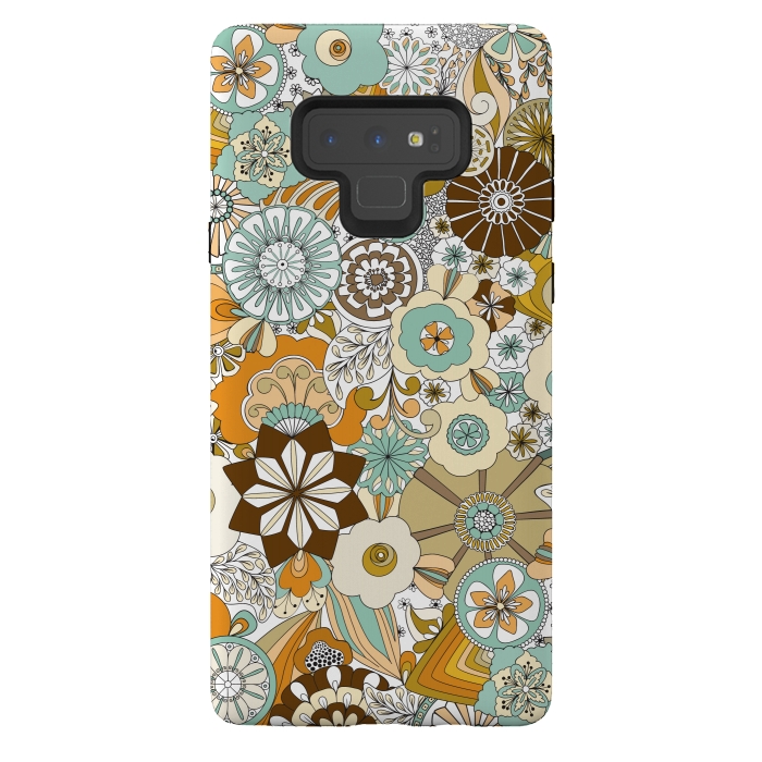 Galaxy Note 9 StrongFit Flowers, Flowers Everywhere Retro Colors by Paula Ohreen
