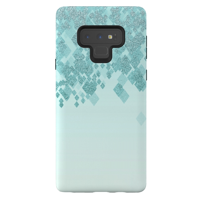 Galaxy Note 9 StrongFit Turquoise Faux Glitter Diamonds by Andrea Haase