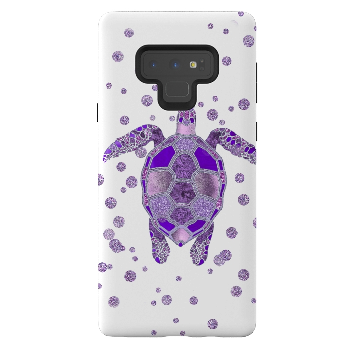 Galaxy Note 9 StrongFit Shimmering Purple Turtle by Andrea Haase