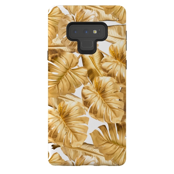 Galaxy Note 9 StrongFit Aloha Gold Monstera Jungle by  Utart