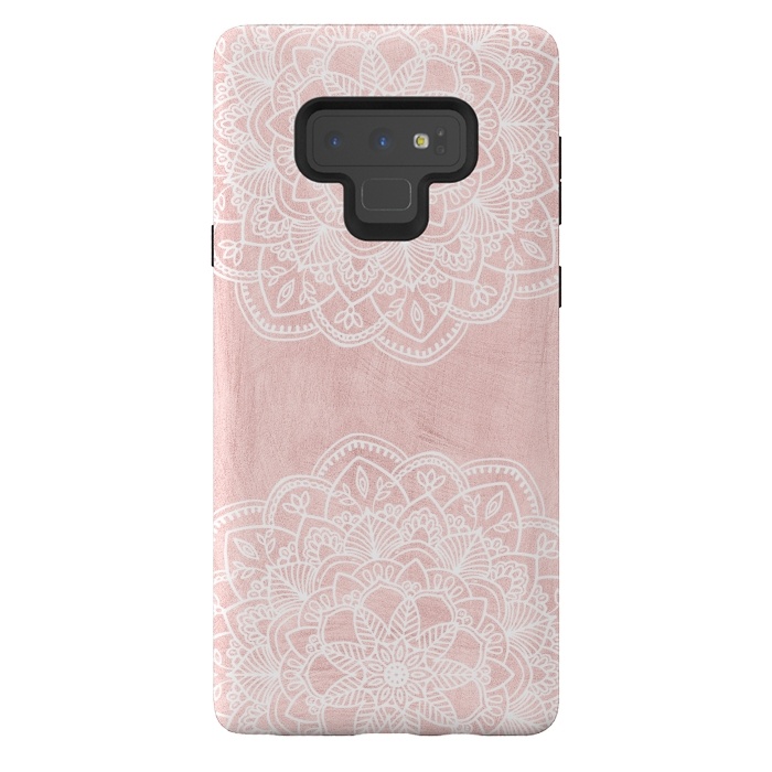 Galaxy Note 9 StrongFit White and Pink Mandala by  Utart