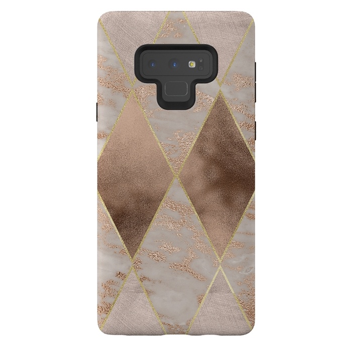 Galaxy Note 9 StrongFit Marble Rose Gold Argyle Pattern by  Utart