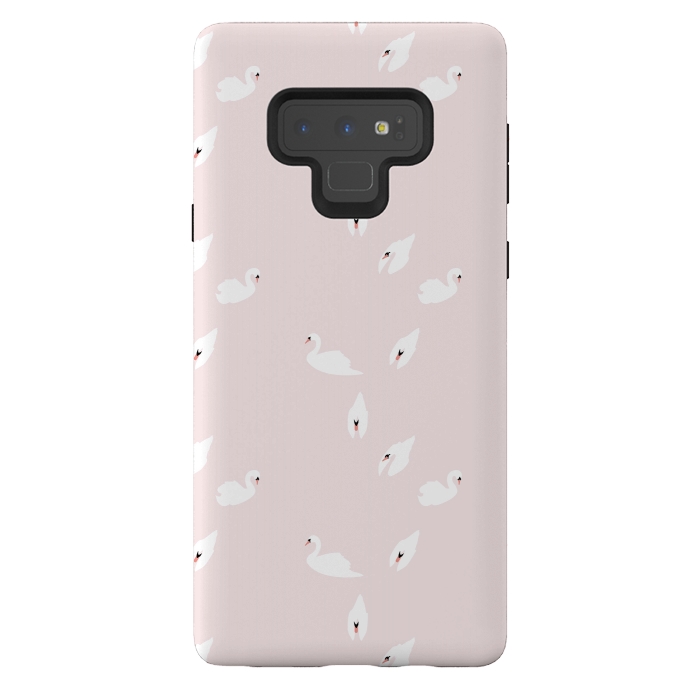 Galaxy Note 9 StrongFit Swan Pattern on Pink 034 by Jelena Obradovic