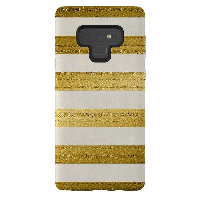 Galaxy Note 9 StrongFit Golden Glitter Lines On Cream by Andrea Haase