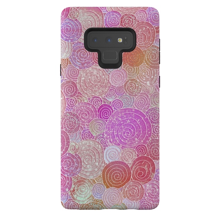 Galaxy Note 9 StrongFit Pink and rose gold circles and dots pattern by  Utart
