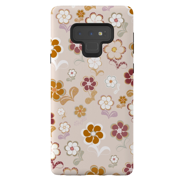 Galaxy Note 9 StrongFit 60s Flowers on Light Pink by Paula Ohreen