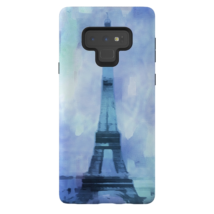 Galaxy Note 9 StrongFit Blue Paris Watercolor  by Andrea Haase
