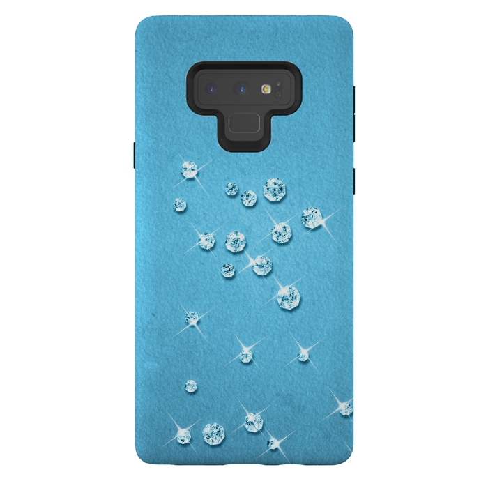 Galaxy Note 9 StrongFit Sparkling Rhinestones on Blue by Andrea Haase