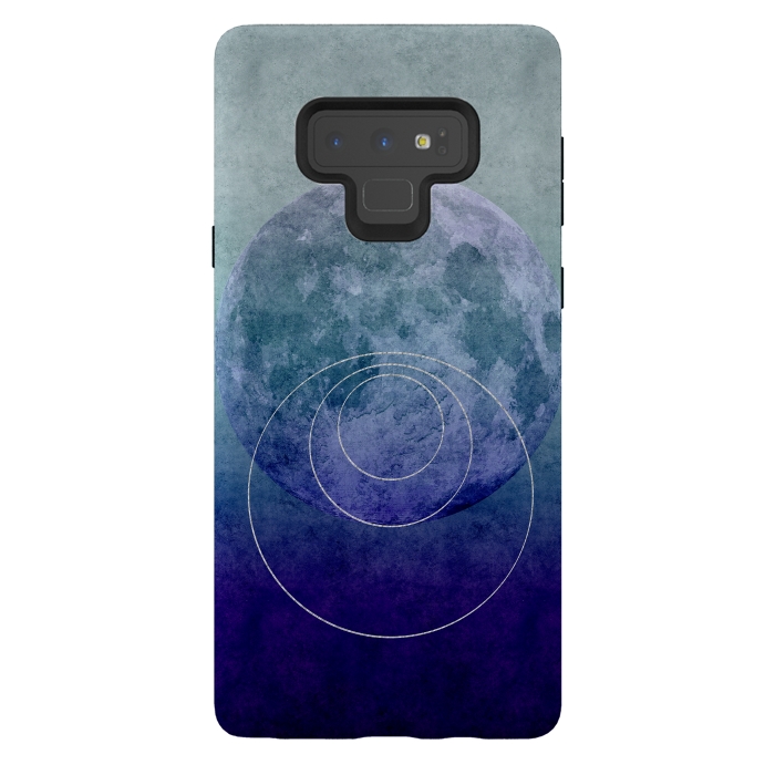 Galaxy Note 9 StrongFit Blue Abstract Moon by Andrea Haase