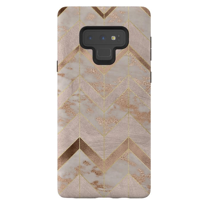 Galaxy Note 9 StrongFit Marble Rosegold Chevron by  Utart