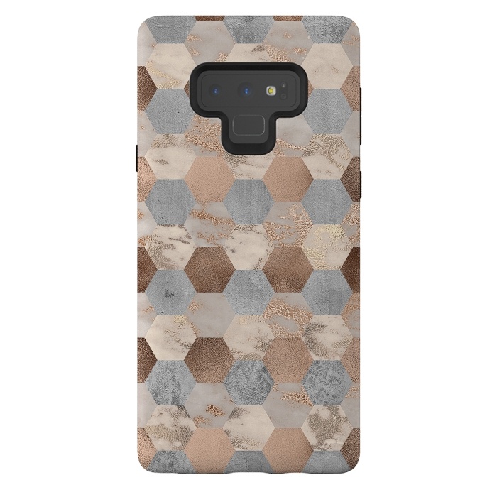 Galaxy Note 9 StrongFit Marble Rose Gold Honeycomb Pattern by  Utart