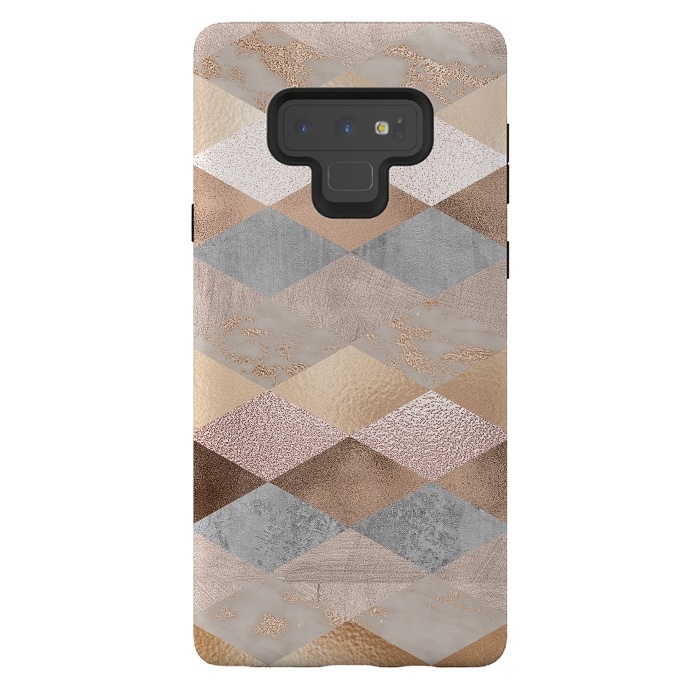 Galaxy Note 9 StrongFit Marble Rose Gold Argyle by  Utart