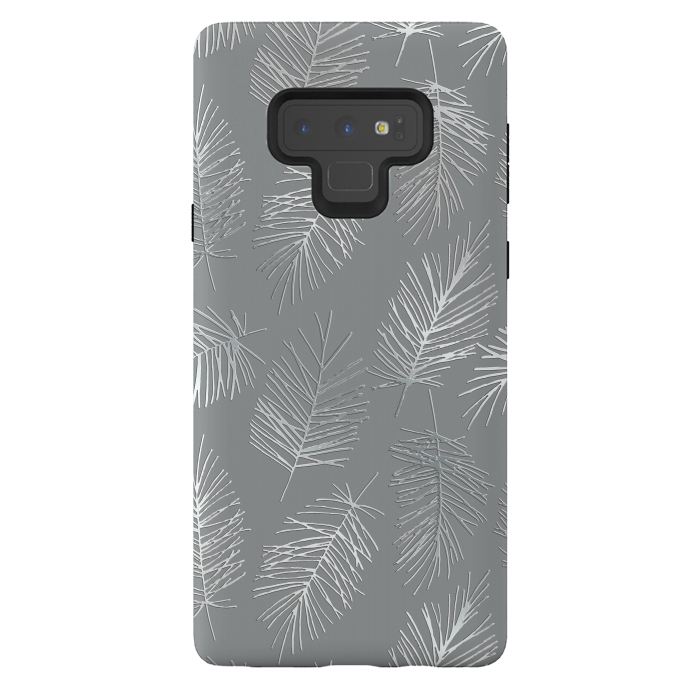 Galaxy Note 9 StrongFit Silver Palm Leaves by Andrea Haase
