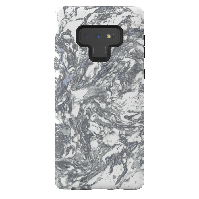 Galaxy Note 9 StrongFit Grey Blue Marble by Andrea Haase