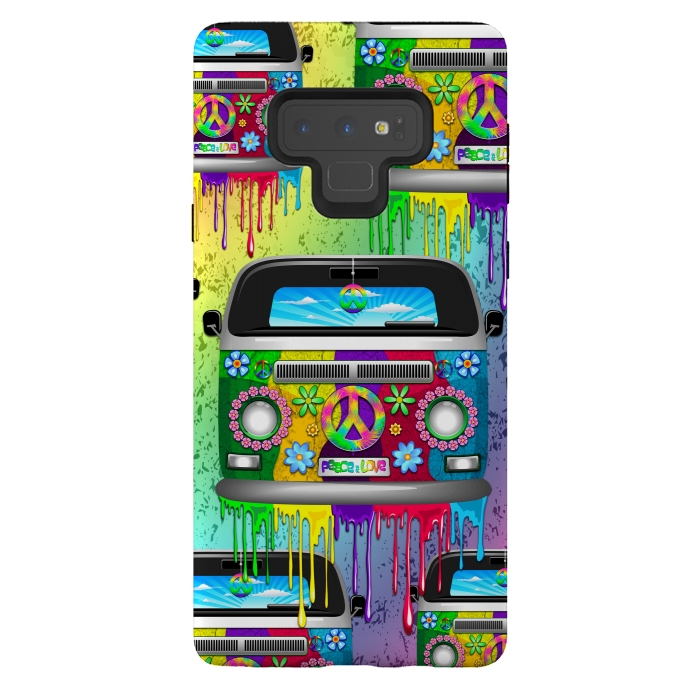 Galaxy Note 9 StrongFit Hippie Van Dripping Rainbow Paint by BluedarkArt