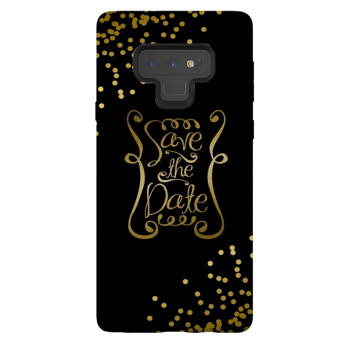Galaxy Note 9 StrongFit Save The Date Golden Calligraphy by Andrea Haase