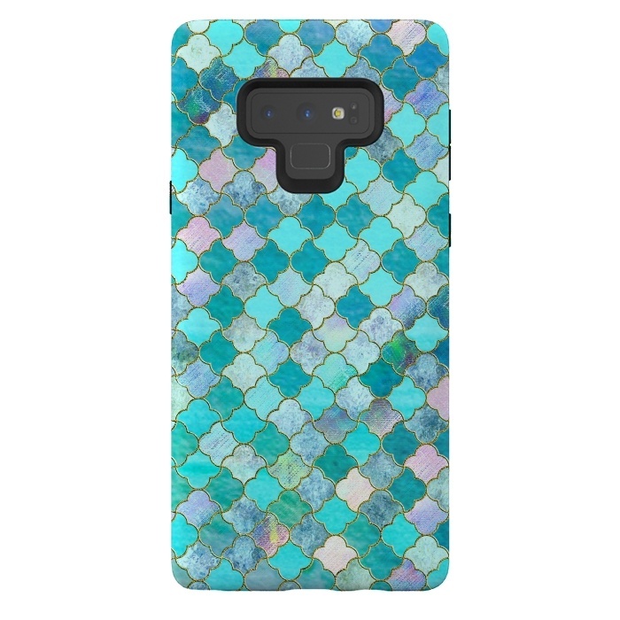 Galaxy Note 9 StrongFit Multicolor Teal Moroccan Shapes Pattern  by  Utart