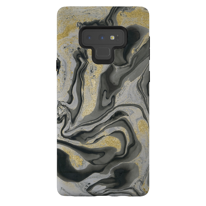 Galaxy Note 9 StrongFit Gold Black Gray Marble by Andrea Haase