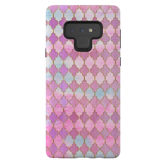Galaxy Note 9 StrongFit Multicolor Pink Moroccan Shapes Pattern  by  Utart