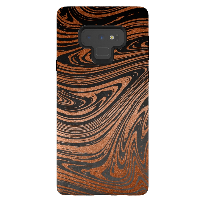 Galaxy Note 9 StrongFit Copper Black Faux Marble 2 by Andrea Haase