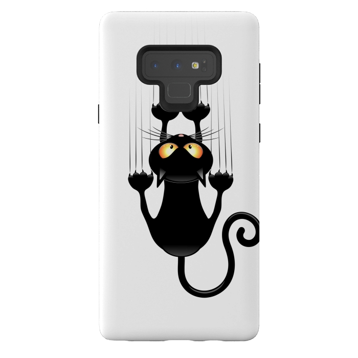Galaxy Note 9 StrongFit Fun Cat Cartoon Scratching Wall by BluedarkArt