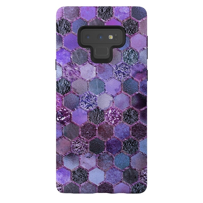 Galaxy Note 9 StrongFit Purple Metal Honeycomb Pattern by  Utart