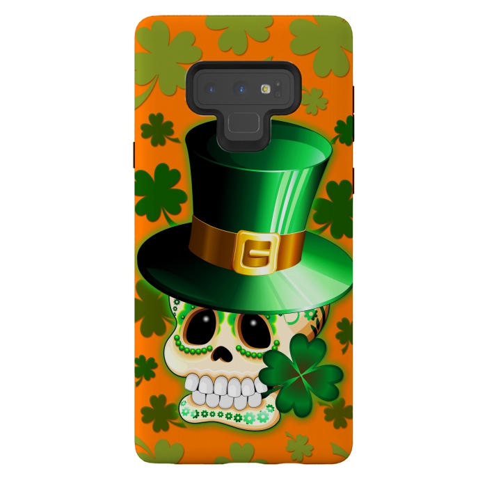 Galaxy Note 9 StrongFit St Patrick Lucky Irish Skull Cartoon  by BluedarkArt