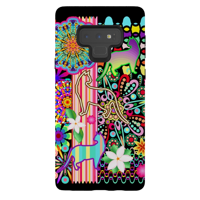 Galaxy Note 9 StrongFit Mandalas, Cats & Flowers Fantasy Pattern  by BluedarkArt