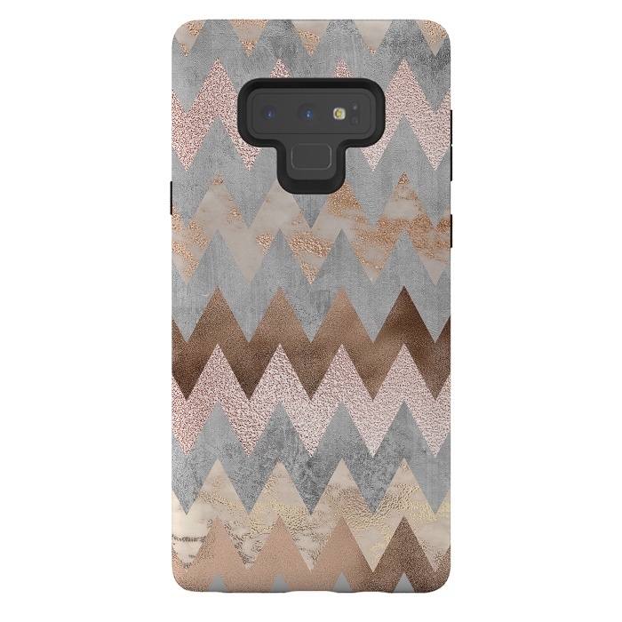 Galaxy Note 9 StrongFit Rose Gold Marble Chevron by  Utart
