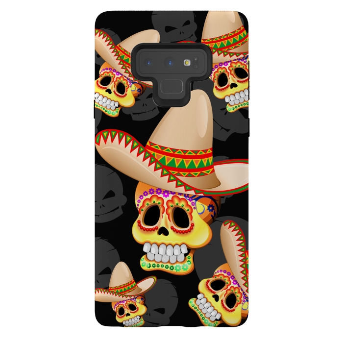 Galaxy Note 9 StrongFit Mexico Sugar Skull with Sombrero by BluedarkArt