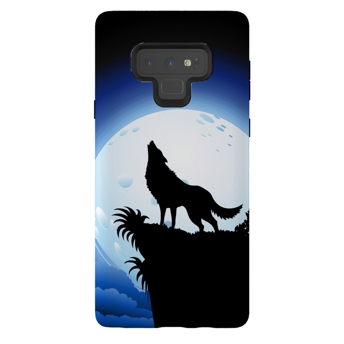 Galaxy Note 9 StrongFit Wolf Howling at Blue Moon by BluedarkArt
