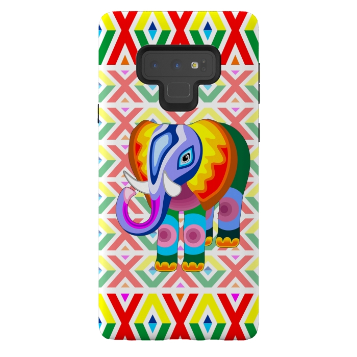 Galaxy Note 9 StrongFit Elephant Rainbow Colors Patchwork by BluedarkArt