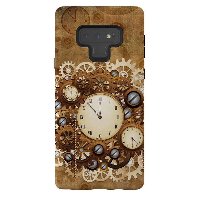 Galaxy Note 9 StrongFit Steampunk Clocks and Gears Vintage Style  by BluedarkArt