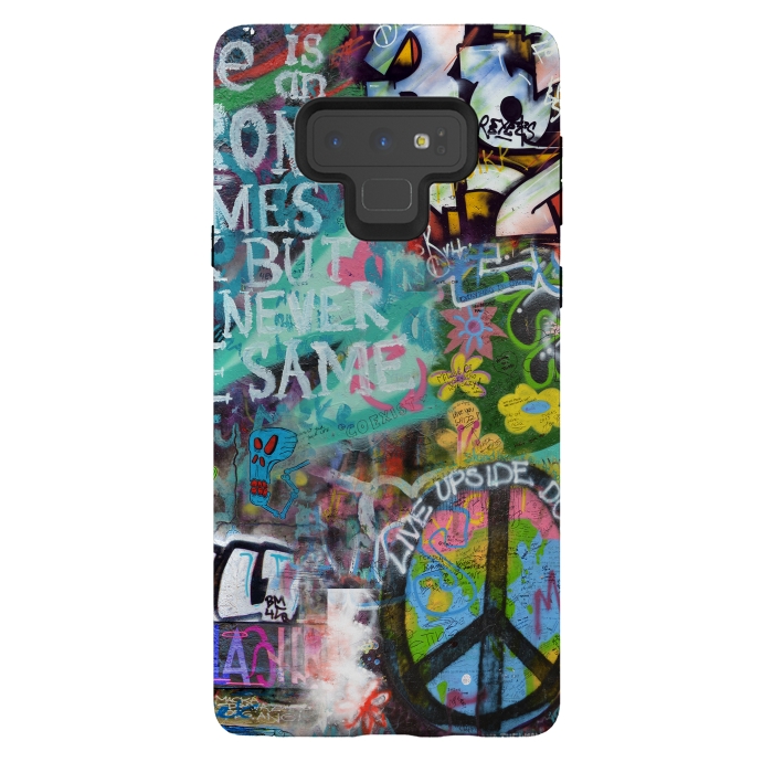 Galaxy Note 9 StrongFit Graffiti Text And Peace Sign by Andrea Haase