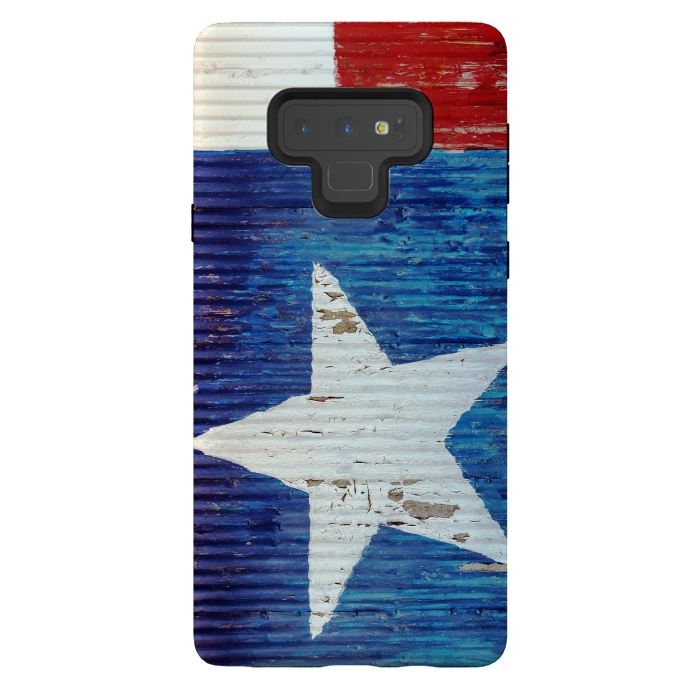 Galaxy Note 9 StrongFit Texas Flag On Distressed Metal by Andrea Haase