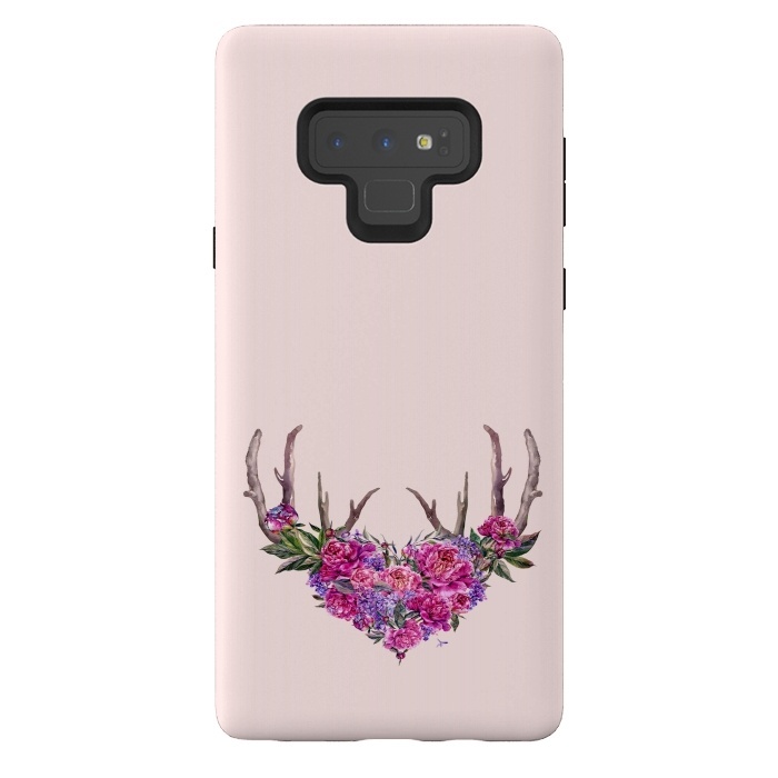 Galaxy Note 9 StrongFit Bohemian Watercolor Illustration - Heart and Antler by  Utart
