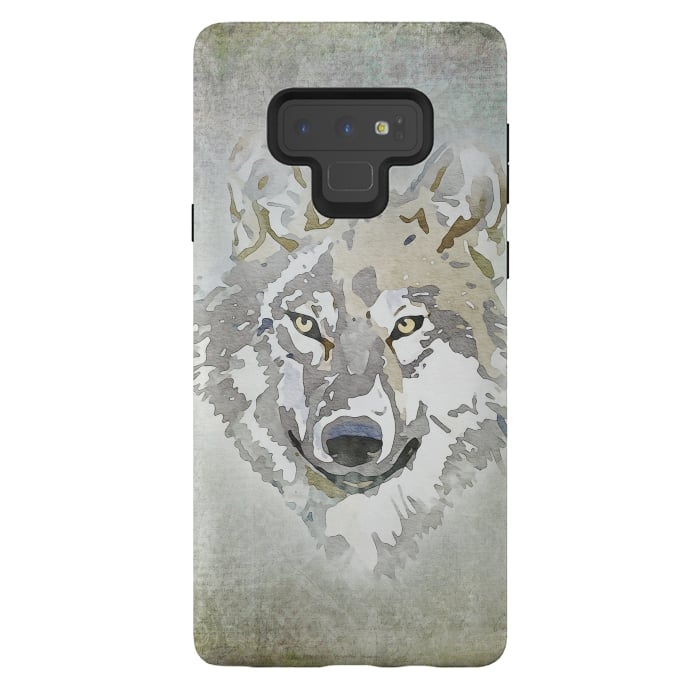 Galaxy Note 9 StrongFit Wolf Head Watercolor Art 2 by Andrea Haase