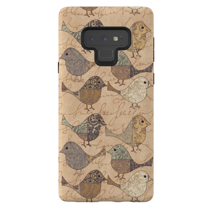 Galaxy Note 9 StrongFit Patchwork Bird Pattern by Andrea Haase