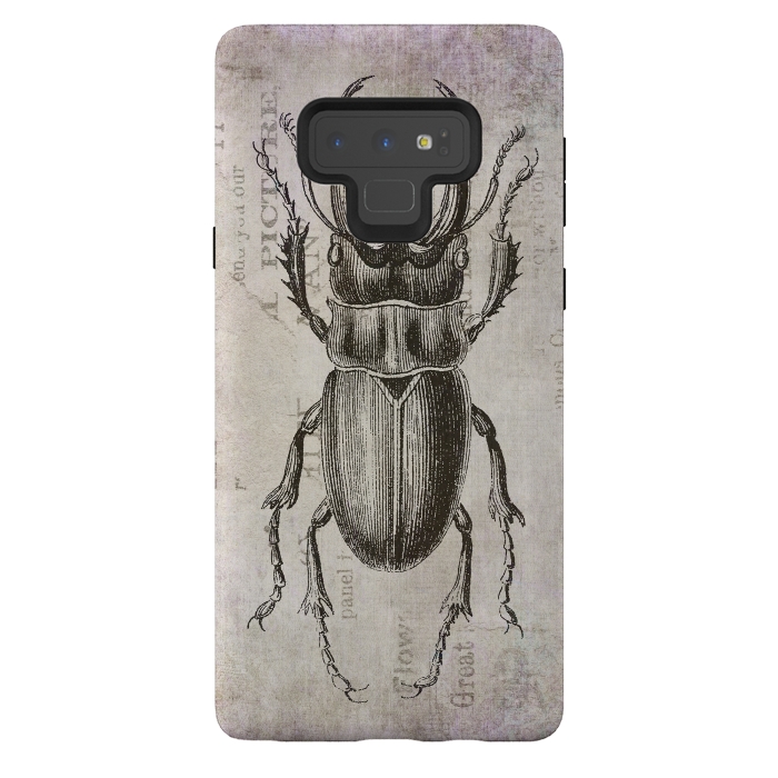 Galaxy Note 9 StrongFit Stag Beetle Vintage Mixed Media Art by Andrea Haase