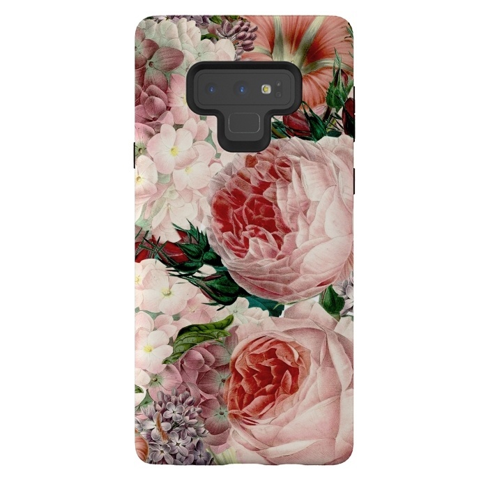 Galaxy Note 9 StrongFit Roses and Hydrangea Pattern by  Utart