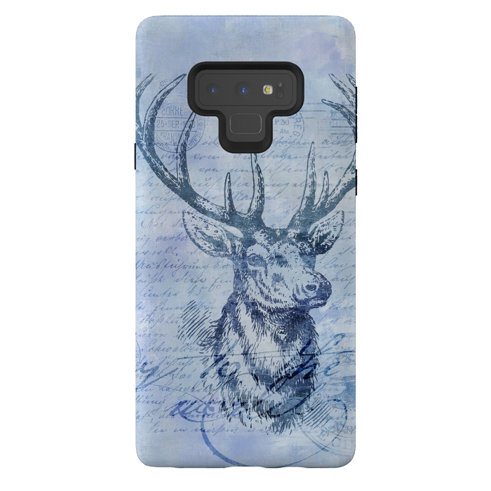 Galaxy Note 9 StrongFit Blue Nostalgic Deer by Andrea Haase