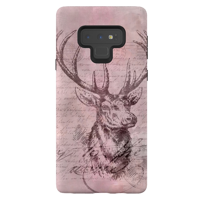 Galaxy Note 9 StrongFit Vintage Deer Pastel Pink by Andrea Haase