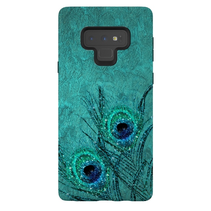 Galaxy Note 9 StrongFit Peacock Sparkle Feathers by  Utart