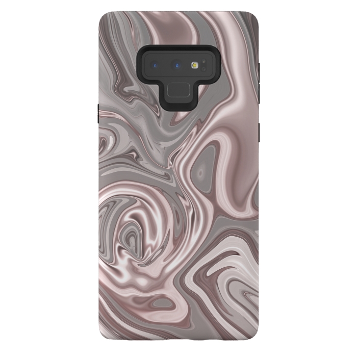 Galaxy Note 9 StrongFit Rose Gold Gray Marbled Paint by Andrea Haase